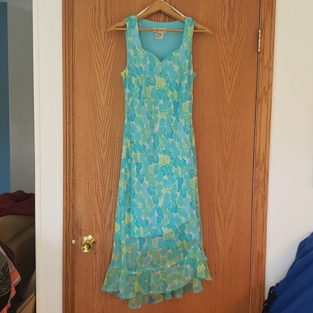Lovely Dressbarn Blue Yellow Floral Formal Dress Sz 6